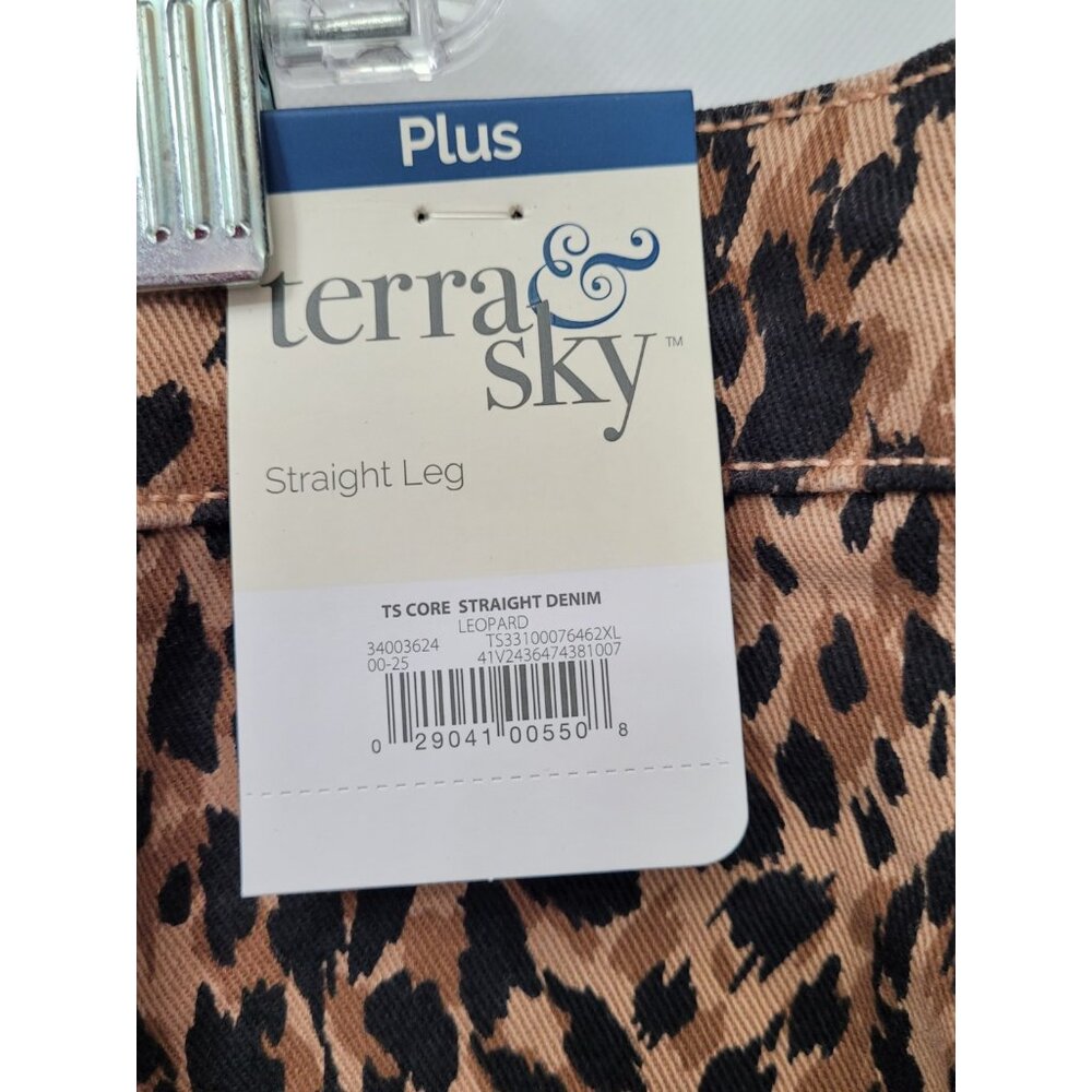 Leopard Print Jeans Womens Plus 26W Straight Leg Stretch Denim 5 Pocket Mob Wife - Picture 6 of 14